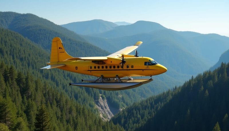 Avión anfibio Canadair sobrevolando los montes de León en un ejercicio de entrenamiento.