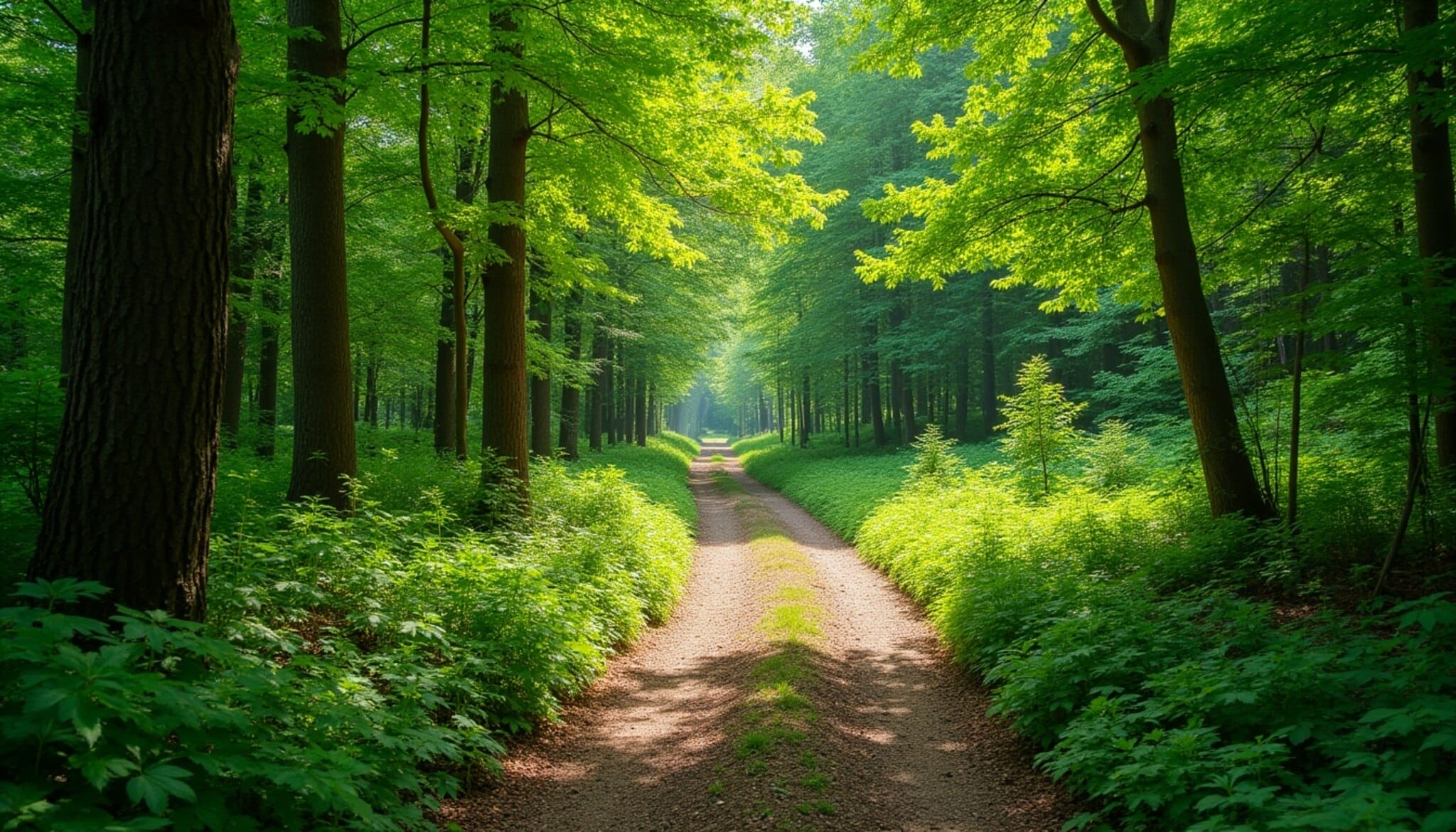 Bosque frondoso en León con sendero natural