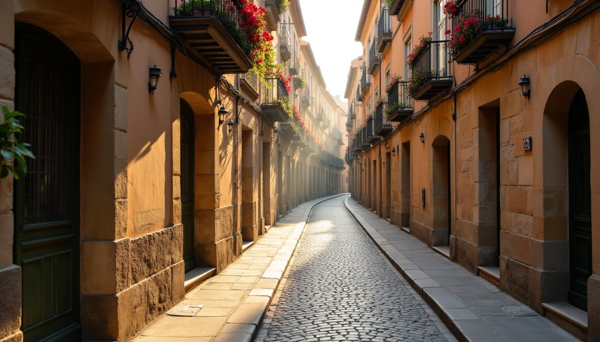 Calle tranquila del casco antiguo de León representando la calma y calidad de vida.