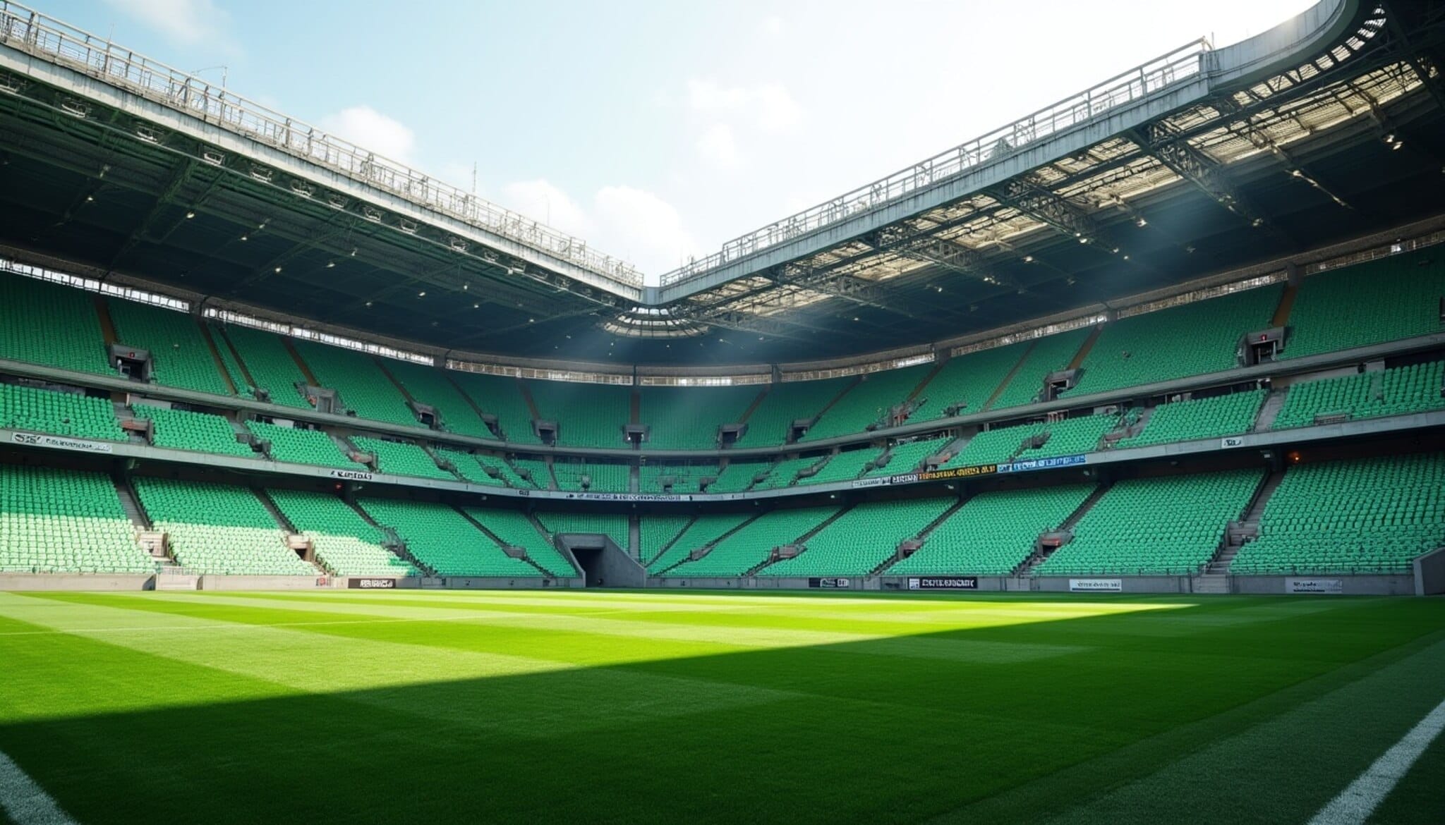 Gradas vacías del estadio Reino de León