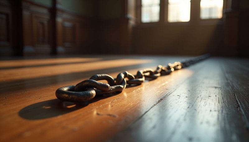Cadenas rotas simbolizando la liberación de una deuda