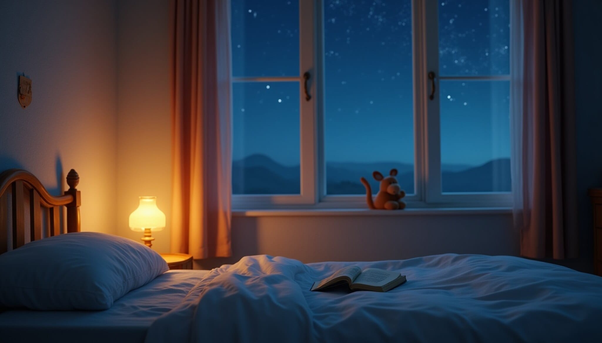 Habitación infantil tranquila y ordenada preparada para dormir.