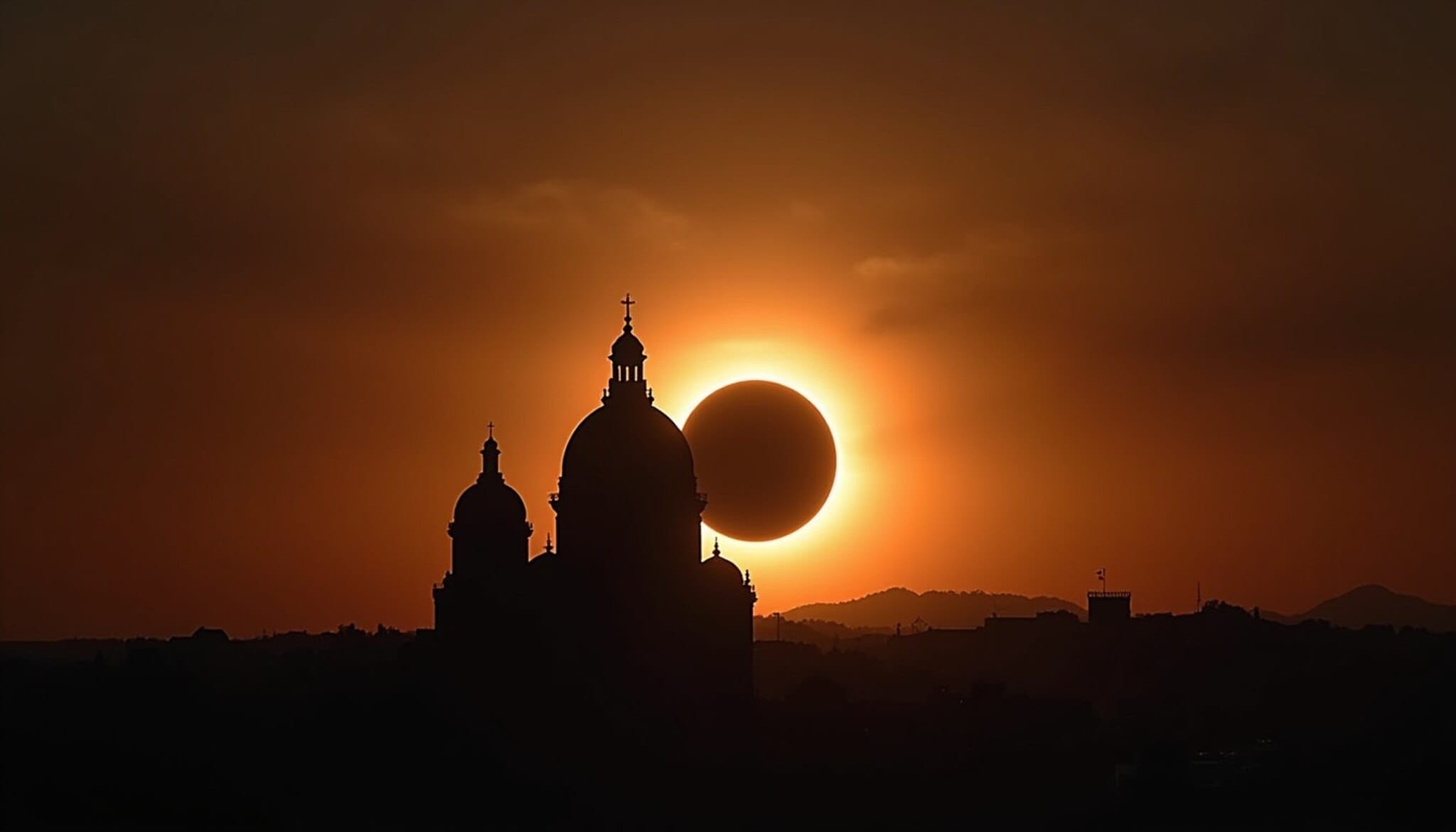 Recreación del eclipse solar total sobre la Catedral de León en 2026
