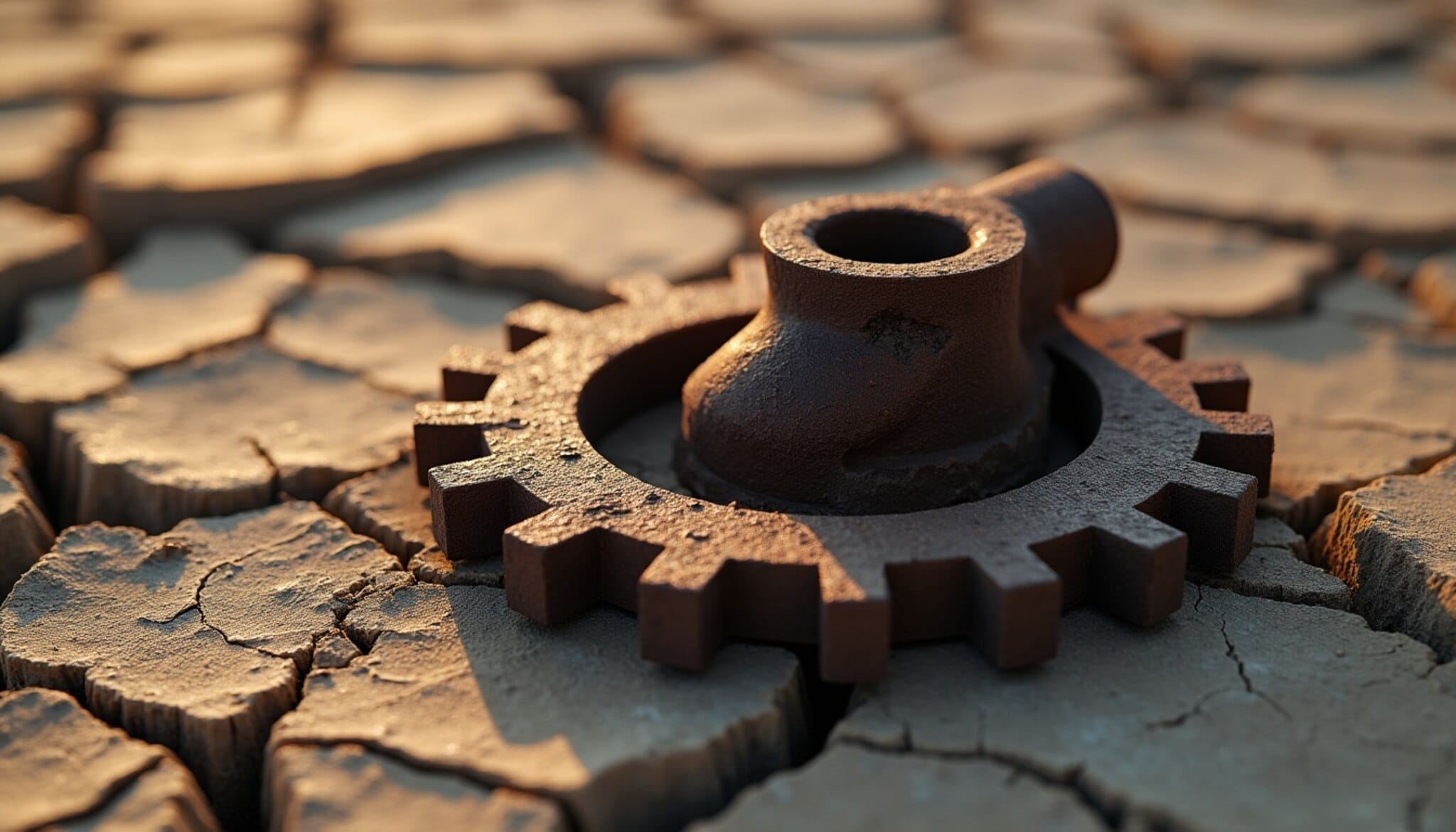 Engranaje oxidado que simboliza la economía de León