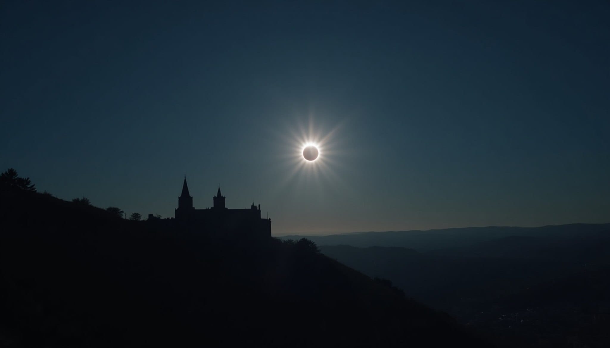 Recreación de un eclipse solar sobre la ciudad de León