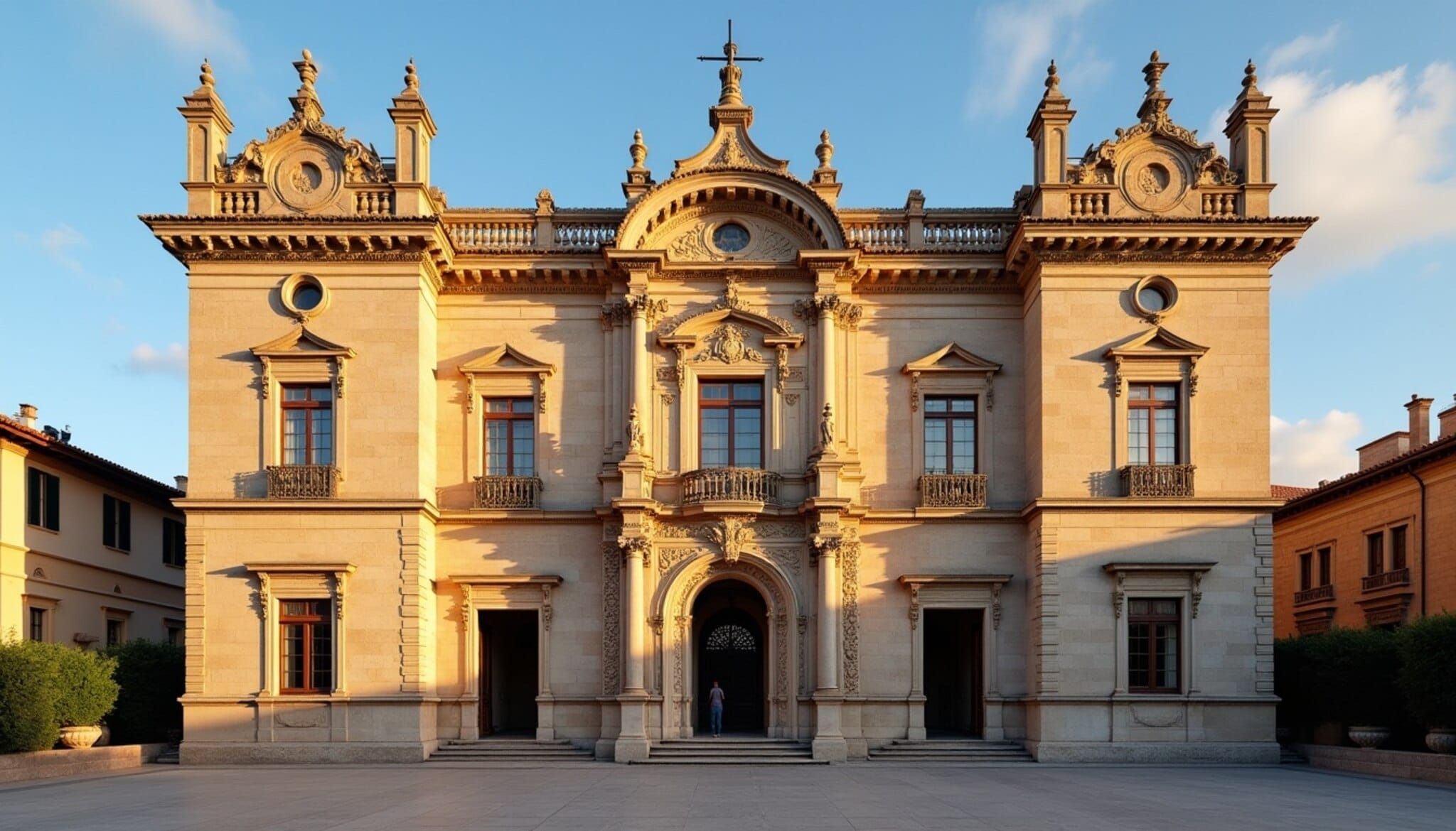 Fachada principal del Parador de San Marcos en León.
