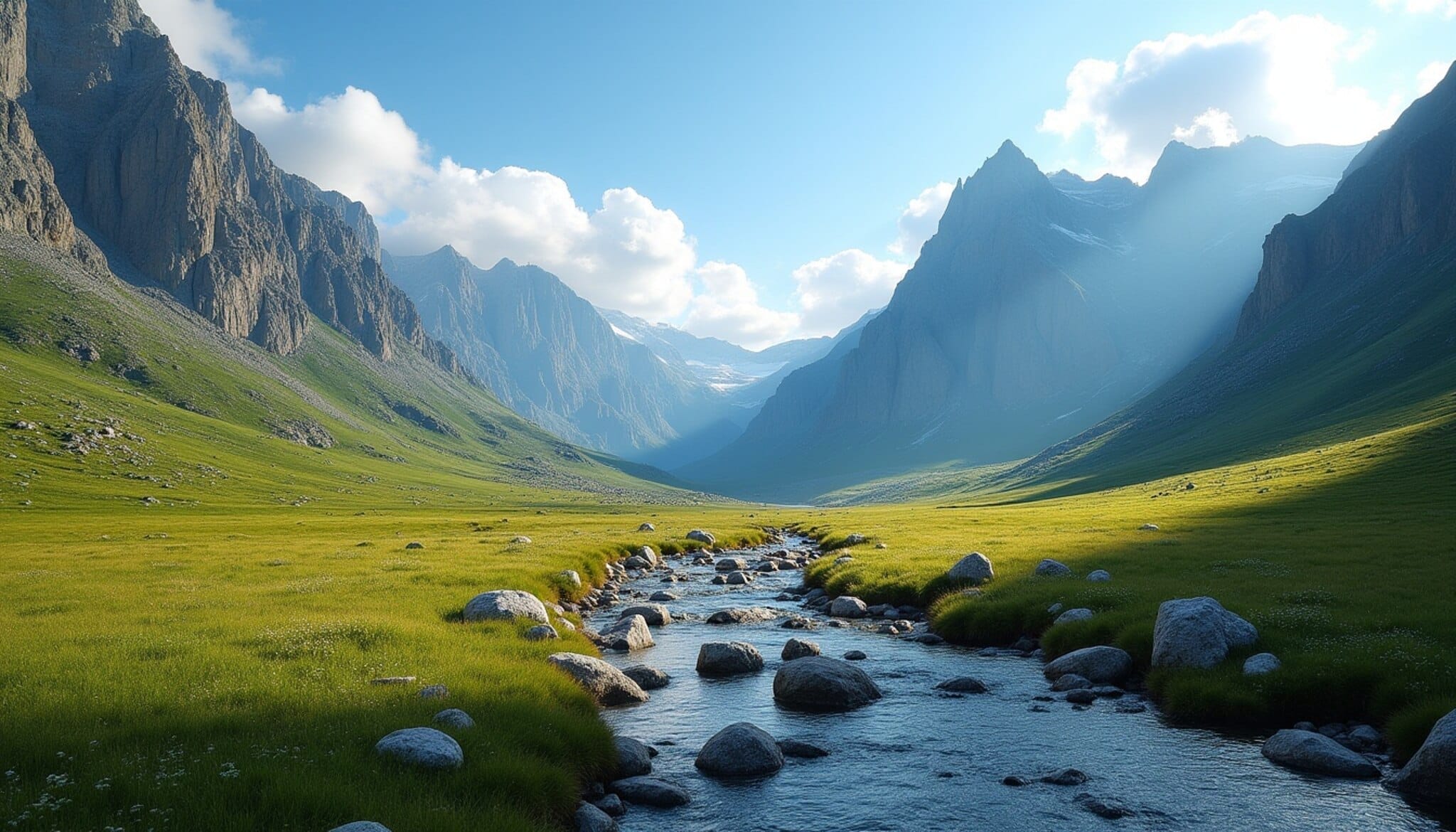 Paisaje idílico de las montañas y valles del Parque Natural de Babia y Luna en León.