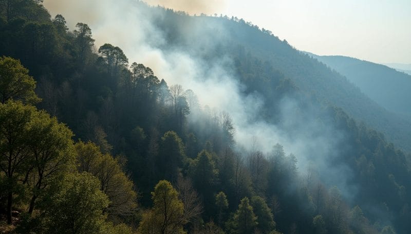 Vista de un paraje montañoso en León afectado por un incendio forestal.