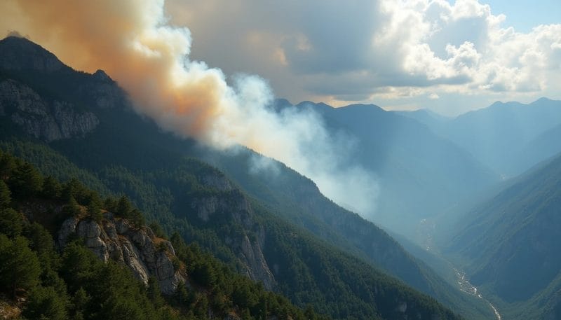 Incendio forestal en las montañas de Picos de Europa