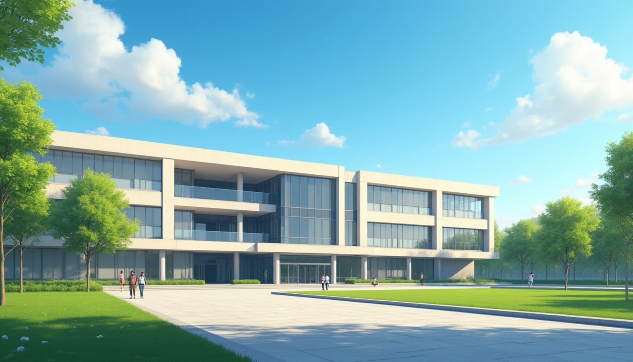 Edificio universitario moderno en León con cielo despejado