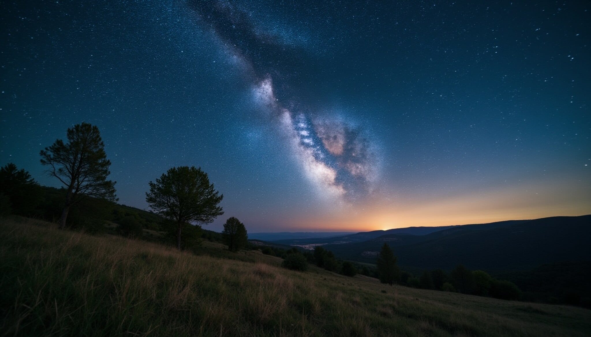 Cielo nocturno estrellado con vía láctea visible en zona rural de León