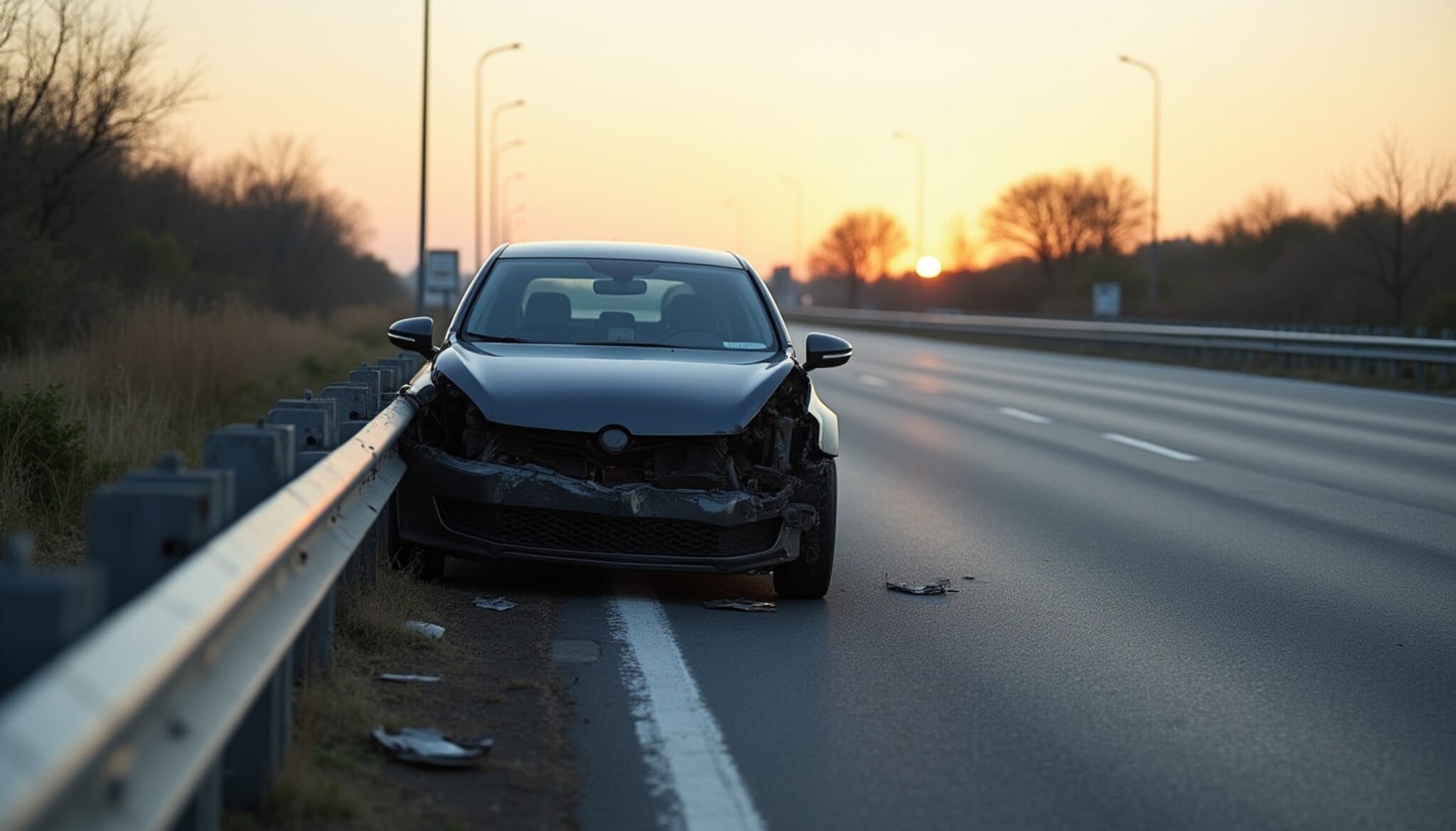 Recreación de un coche accidentado en la autovía A-6.