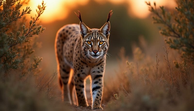 Lince ibérico en su hábitat natural de la península.