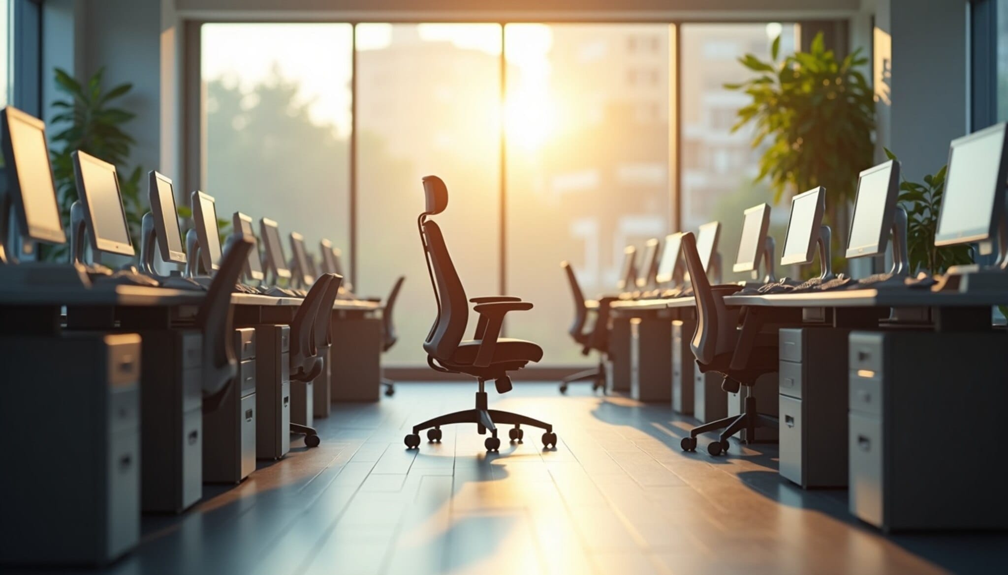 Oficina vacía simbolizando el paro en León