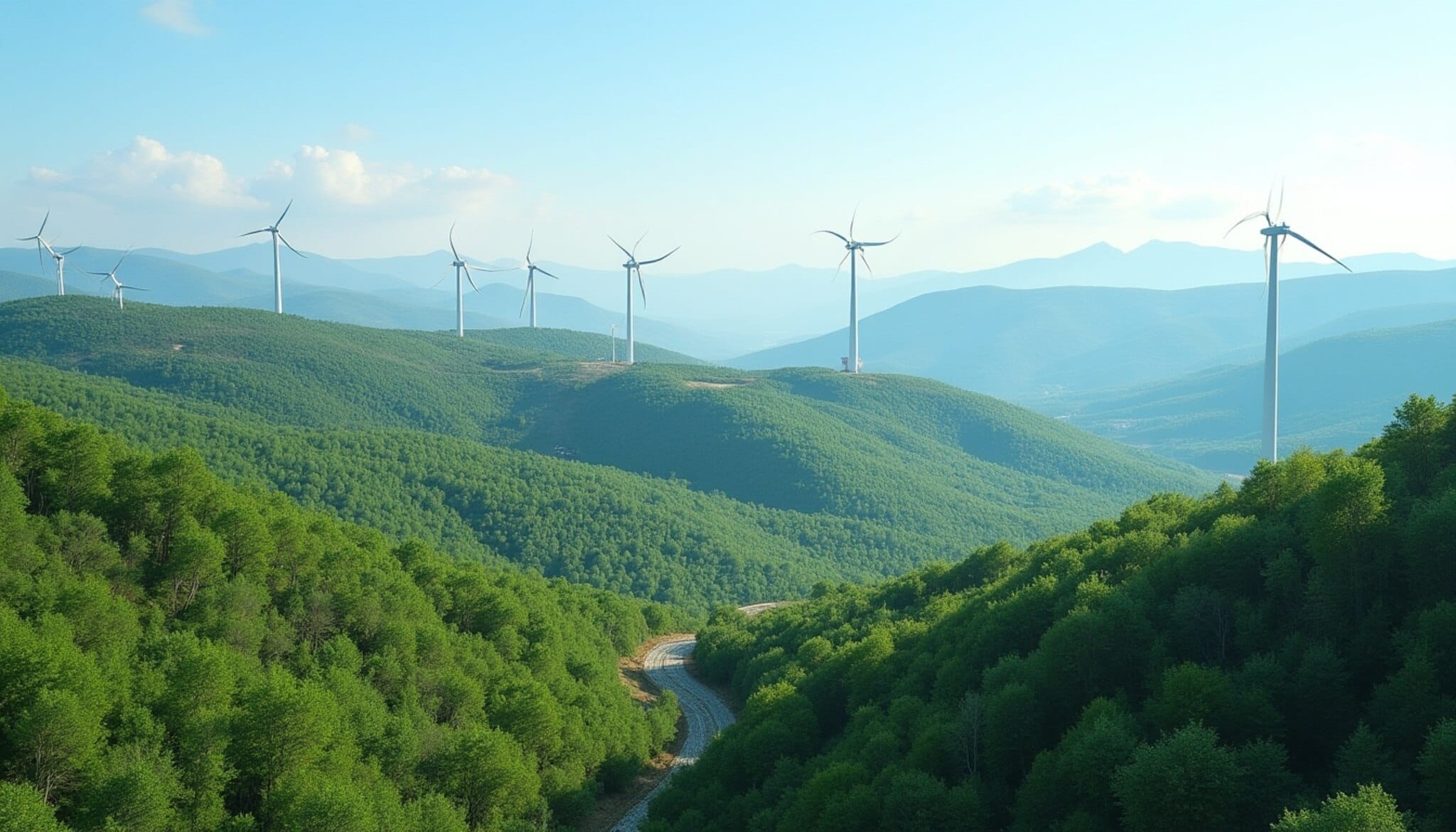 Vista panorámica del Alto Bierzo con aerogeneradores y hábitat natural