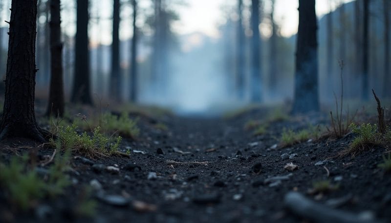 Paisaje calcinado tras un incendio en El Bierzo