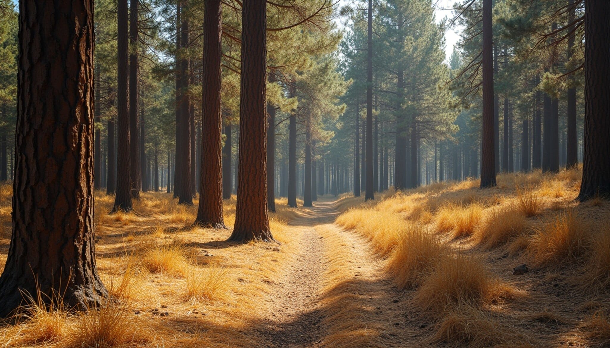 Bosque de la provincia de León con vegetación seca en verano, representando el riesgo de incendio.