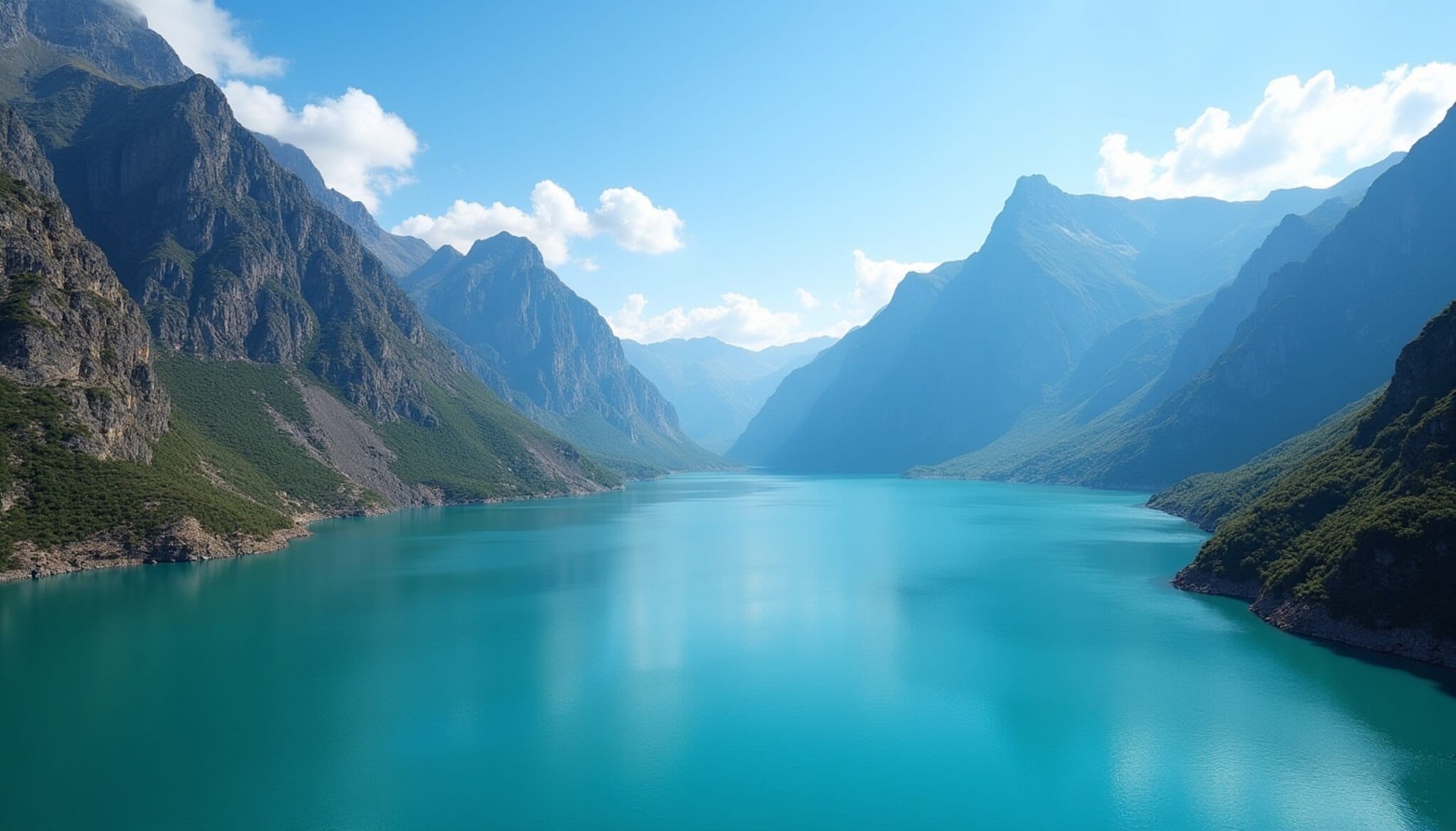 Vista panorámica del embalse de Riaño rodeado por las montañas del macizo de Mampodre.